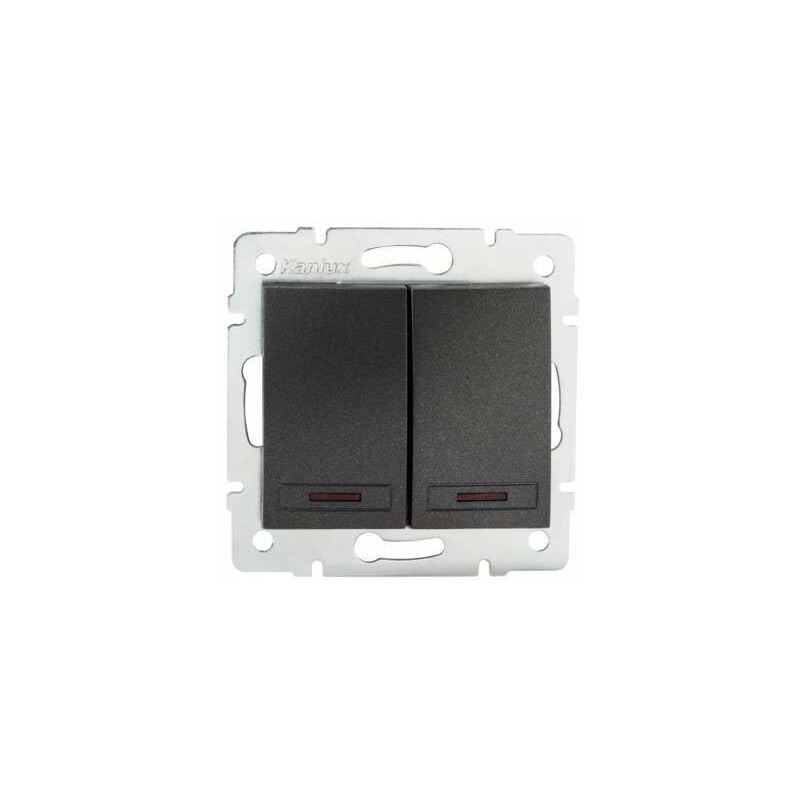 foto del prodotto doppio interruttore a incasso con luci led domo grafite