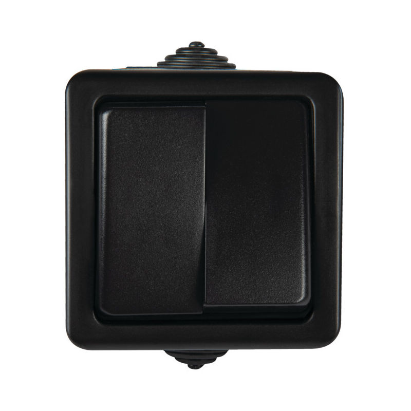 foto del prodotto doppio interruttore murale 2 leve ip54 nero 72x72mm tekno