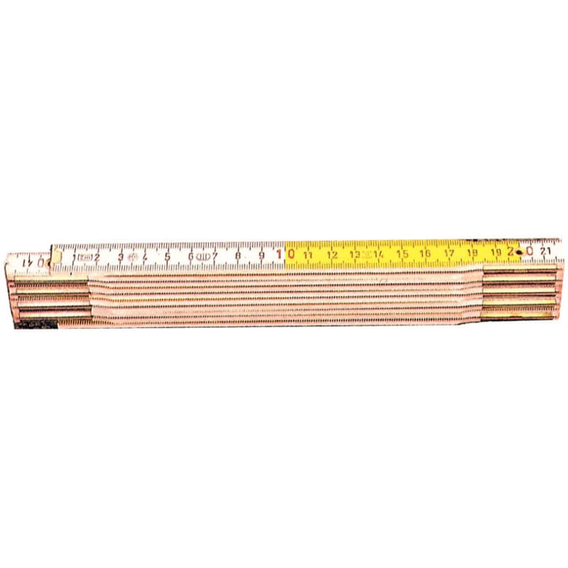 foto del prodotto doppio metro bianco giallo con 10 aste da 16 mm a molla per edilizia misurazione