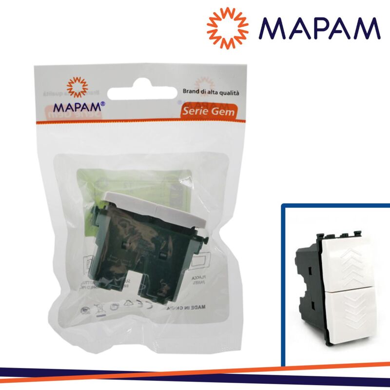 foto del prodotto doppio pulsante 10a 250v t2 gem 622b bianco in blister