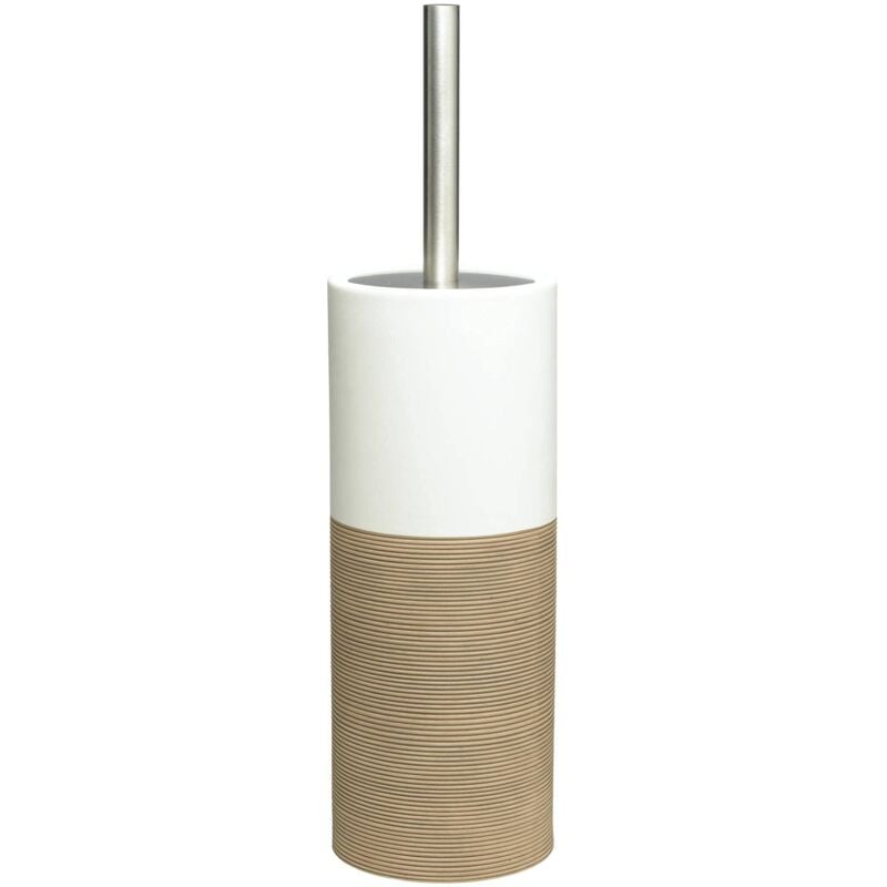 foto del prodotto doppio scopino da toilette con supporto, porcellana, sabbia, 10.1 x 10.1 x 38.3 cm sealskin
