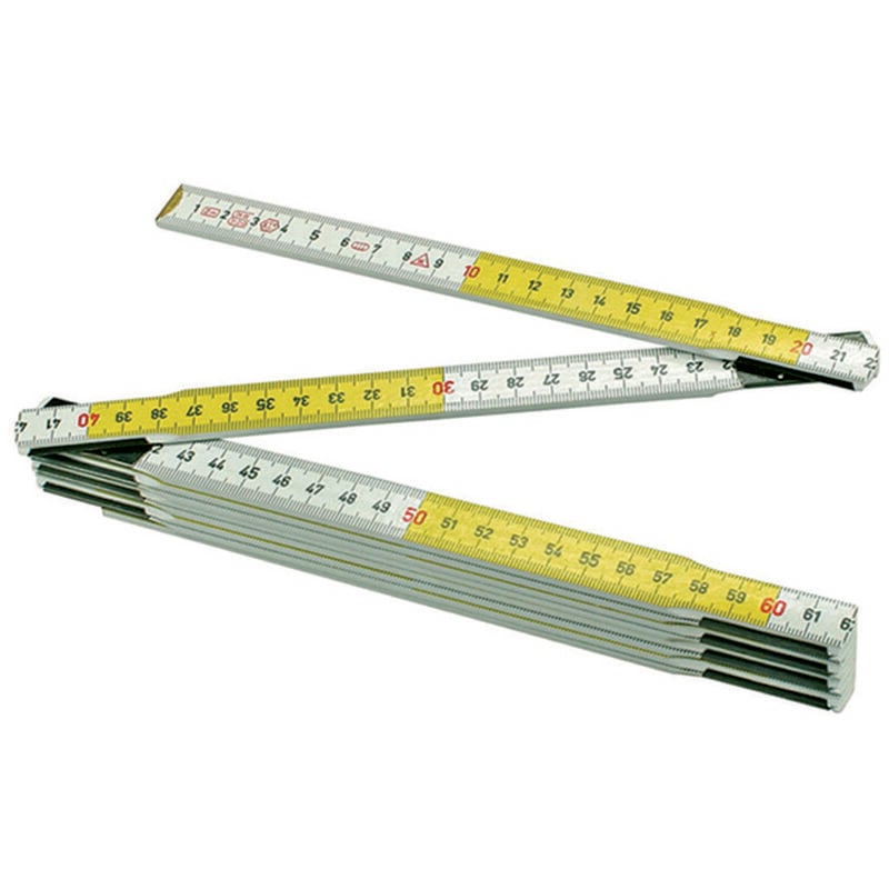 foto del prodotto doppiometro in legno bianco giallo ce mt.2