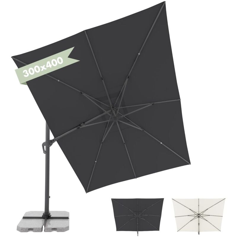 foto del prodotto doppler ombrellone a pendolo jack 400x300cm al antracite i ombrellone per balcone e terrazza i ombrellone a manovella per giardino e terrazza i