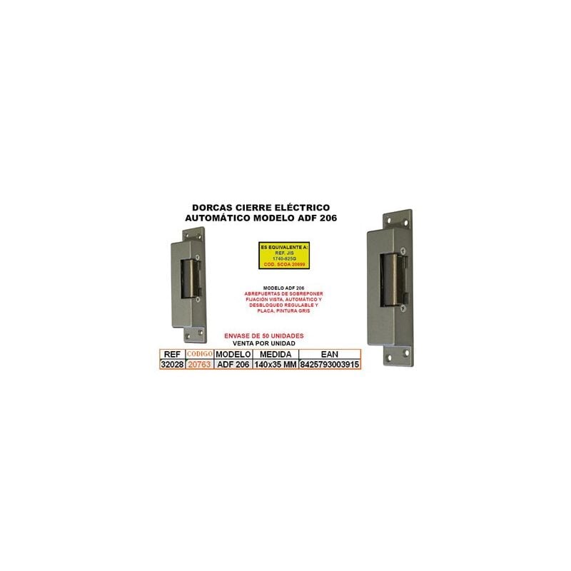 foto del prodotto dorcas elettroserratura automatica adf 206 con sblocco registrabile e placca 32028