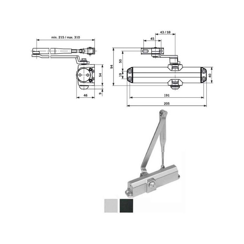 foto del prodotto dorma chiudiporta aerodinamico ner. ts compakt 102