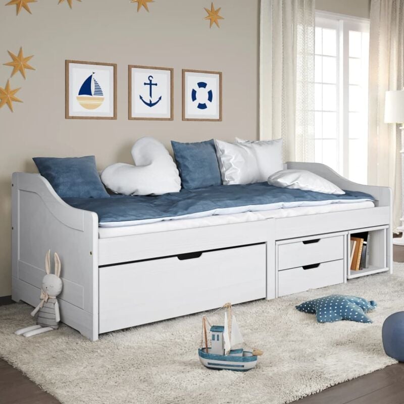 foto del prodotto dormeuse 3 cassetti bianca 90x200 cm legno massello pino irun