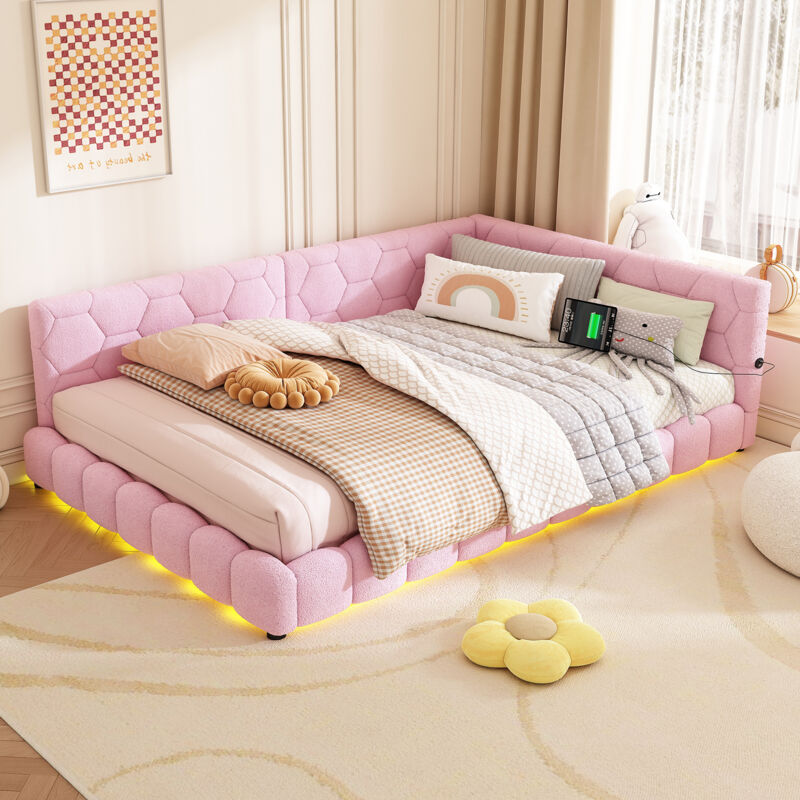 foto del prodotto dormeuse, chaise longue 140200 cm, divano letto, letto con rete a doghe senza materasso , luce ambientale a 16 colori, porta usb, tipo c, materiale