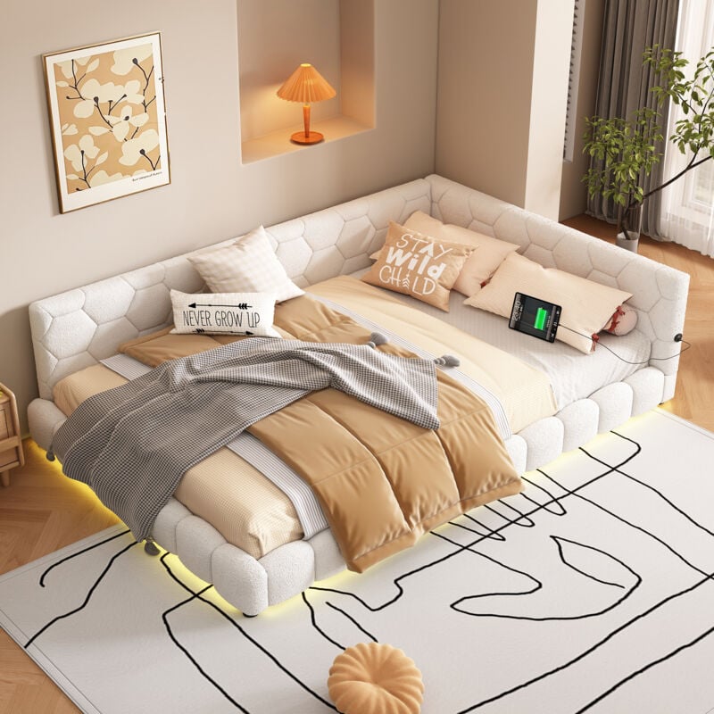 foto del prodotto dormeuse, chaise longue 140200 cm, divano letto, letto con rete a doghe senza materasso , luce ambientale a 16 colori, porta usb, tipo c, materiale