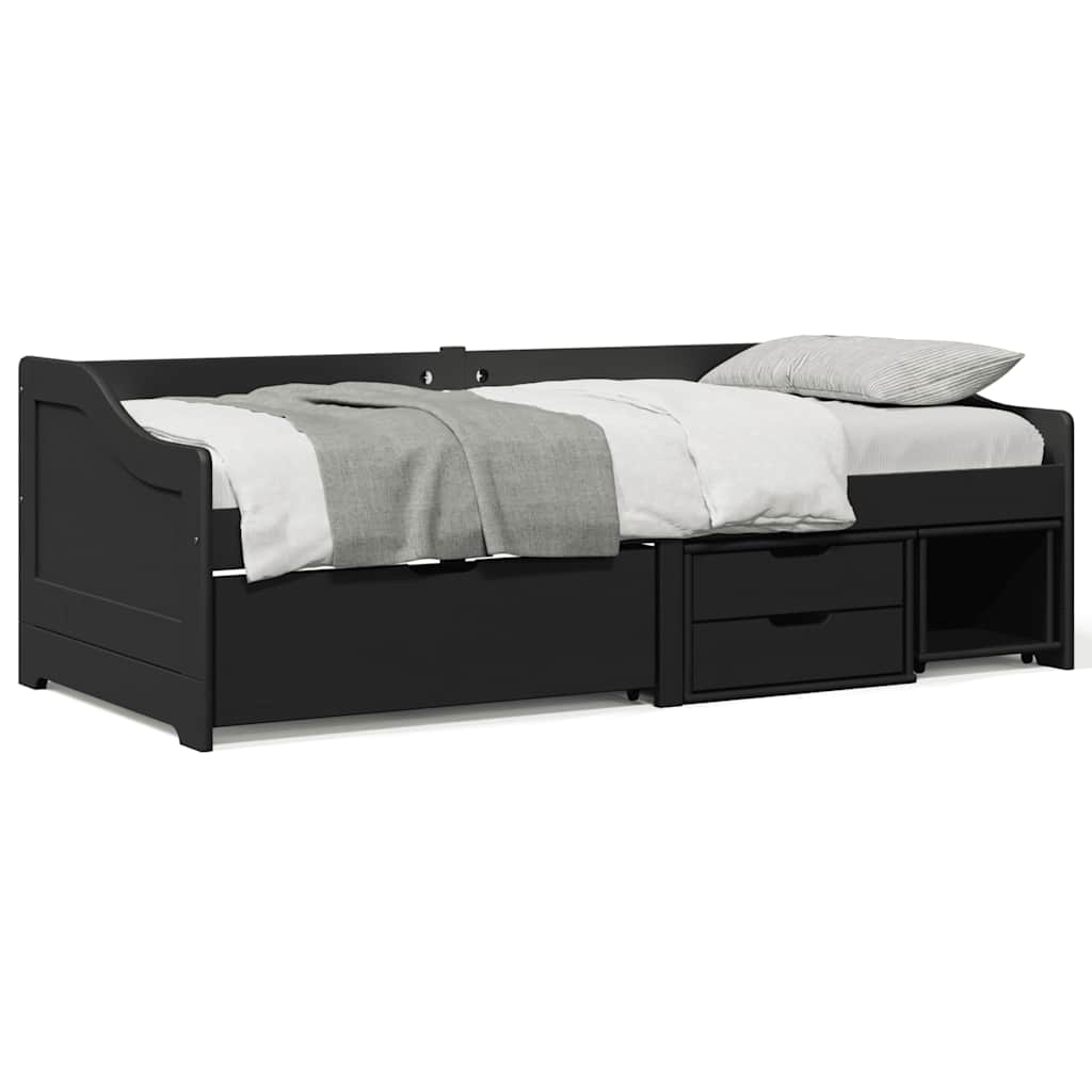 foto del prodotto dormeuse con 3 cassetti senza materasso nero 90x200 cm irun vidaxl