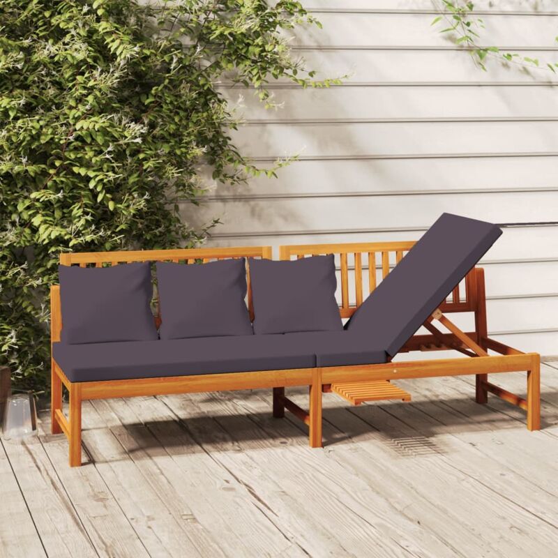 foto del prodotto dormeuse con cuscino grigio 200x60x75cm legno massello acacia vidaxl