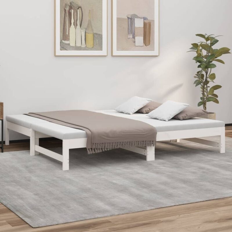 foto del prodotto dormeuse estraibile bianca 2x(75x190) cm legno massello di pino