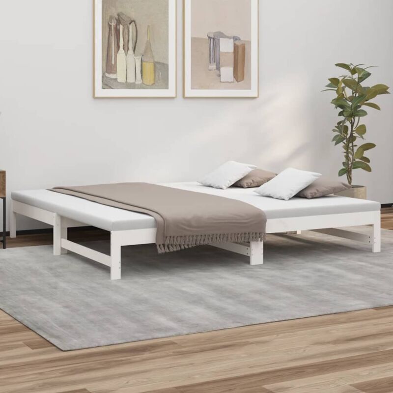 foto del prodotto dormeuse estraibile bianca 2x 90x200 cm letto per adulti legno massello di pino bv716355 bonnevie