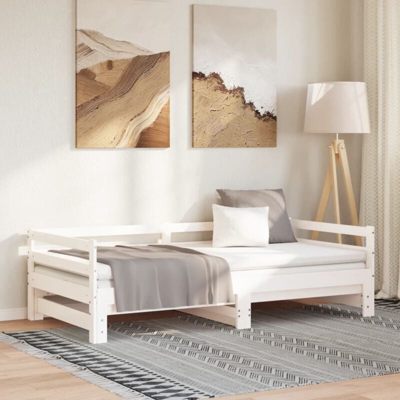 foto del prodotto dormeuse estraibile bianca in massello di pino 2x 90x200 cm vidaxl