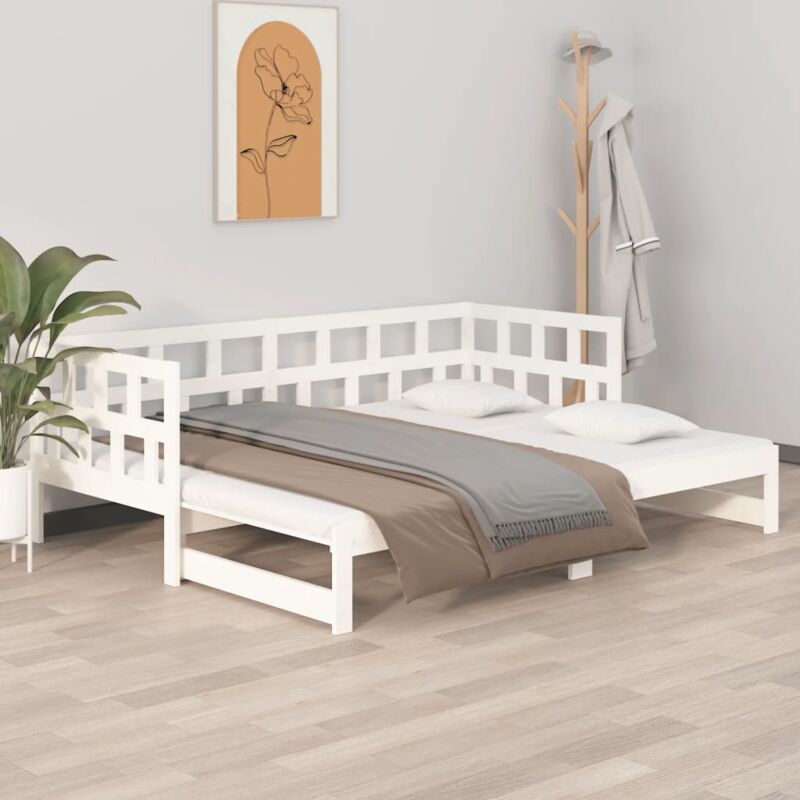 foto del prodotto dormeuse estraibile bianca legno massello di pino 2x 90x200 cm vidaxl