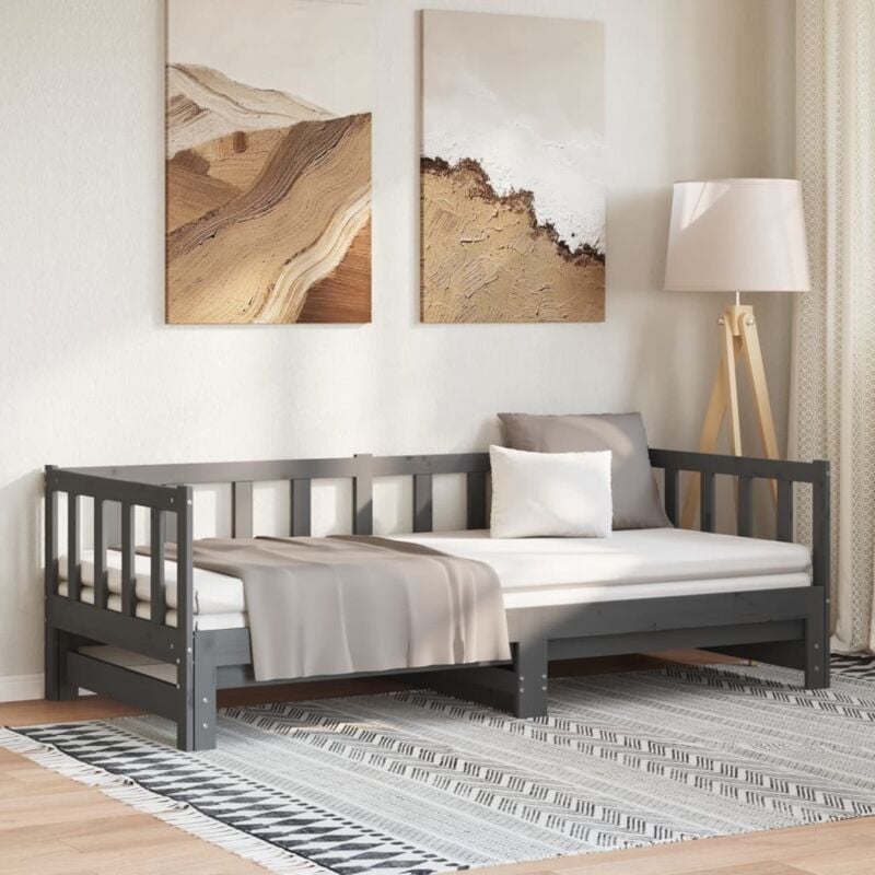 foto del prodotto dormeuse estraibile grigia 2x 90x190 cm legno massello di pino cod mxl 32631