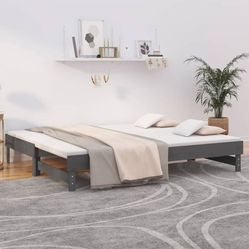 foto del prodotto dormeuse estraibile grigia 2x 90x200 cm legno massello di pino vidaxl