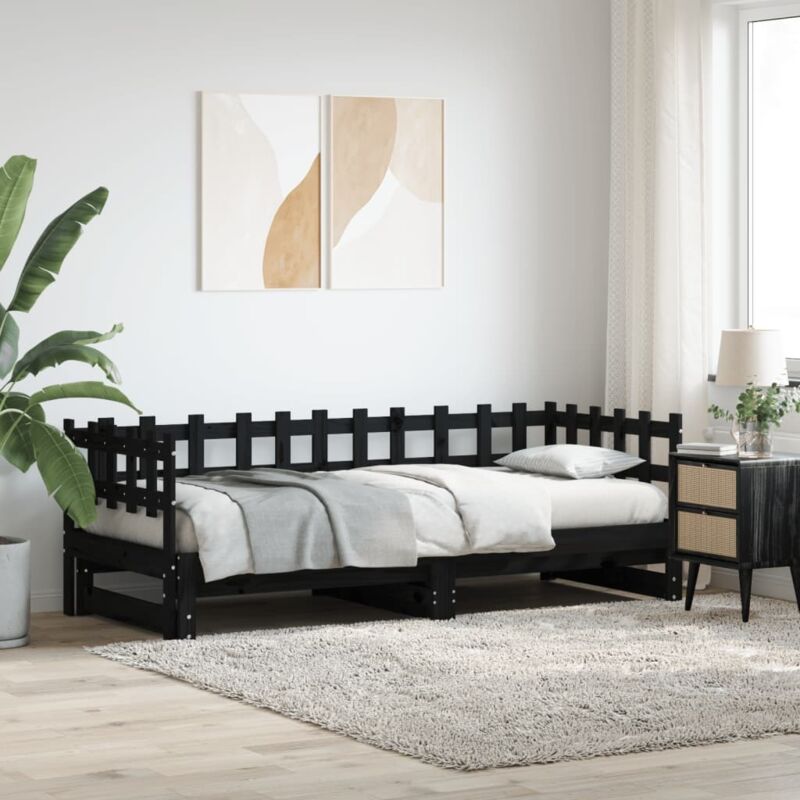 foto del prodotto dormeuse estraibile nera 2x 80x200 cm legno massello di pino vidaxl
