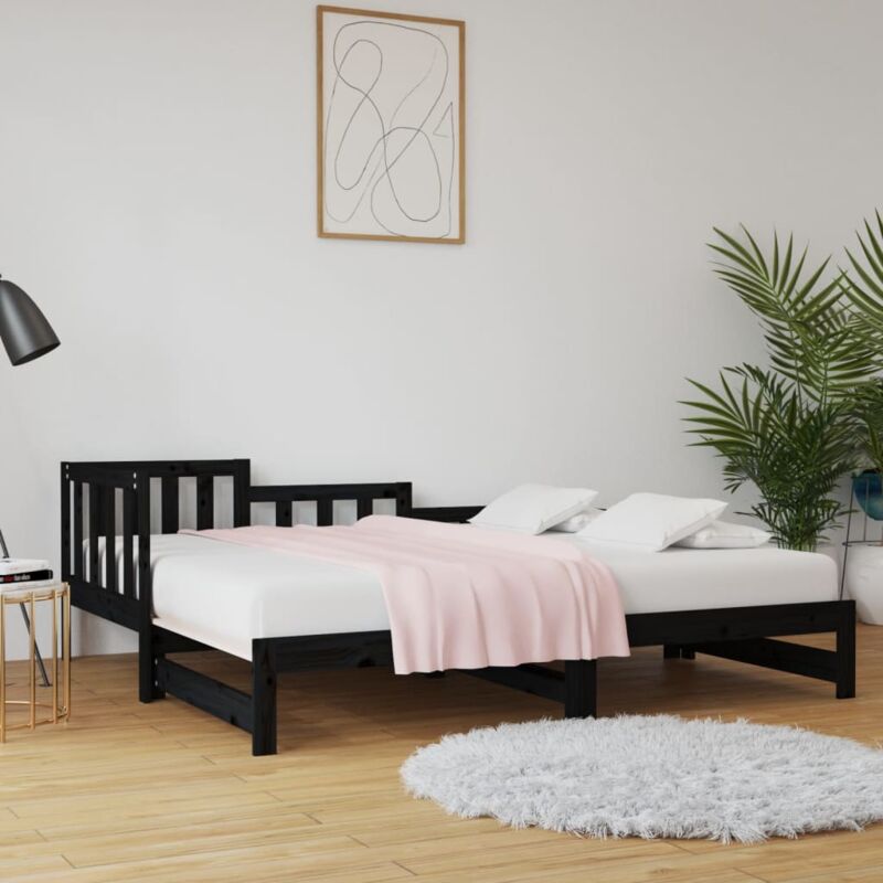foto del prodotto dormeuse estraibile nera 2x 90x190 cm legno massello di pino