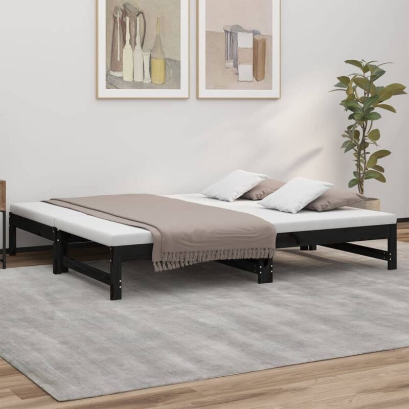 foto del prodotto dormeuse estraibile nera 2x 90x190 cm legno massello di pino vidaxl
