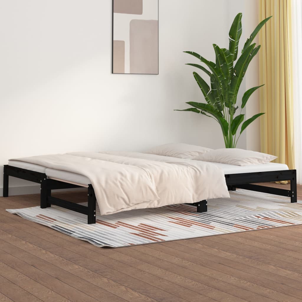 foto del prodotto dormeuse estraibile nera 2x 90x200 cm legno massello di pino cod mxl 51911