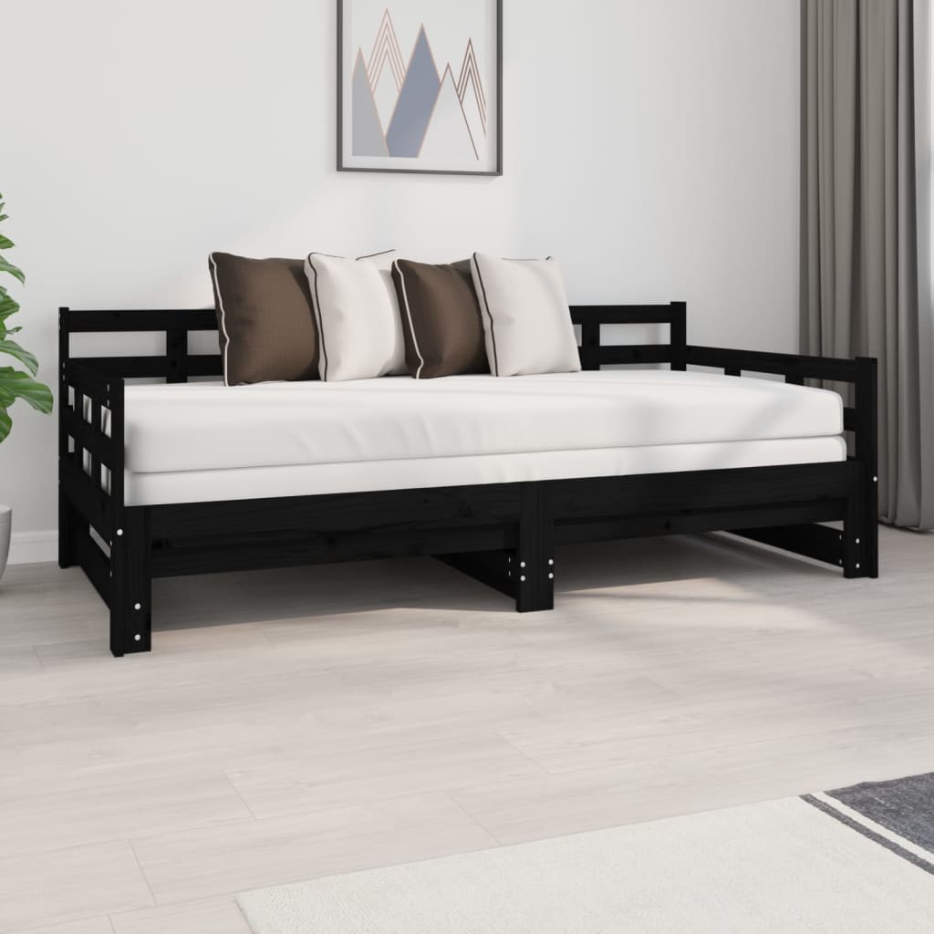 foto del prodotto dormeuse estraibile nera in legno massello di pino 2x 90x190 cm cod mxl 59363