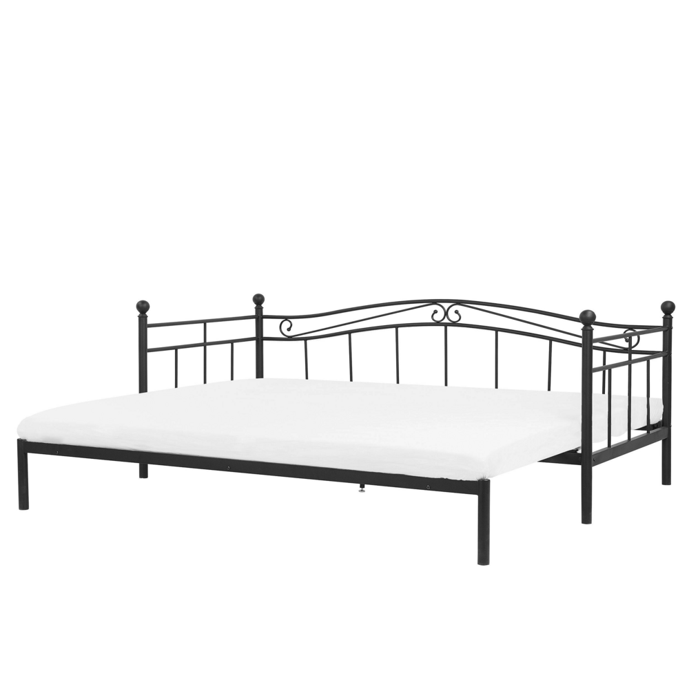 foto del prodotto dormeuse letto estraibile nero 80 - 160 x 200 cm base a doghe estraibile convertibile