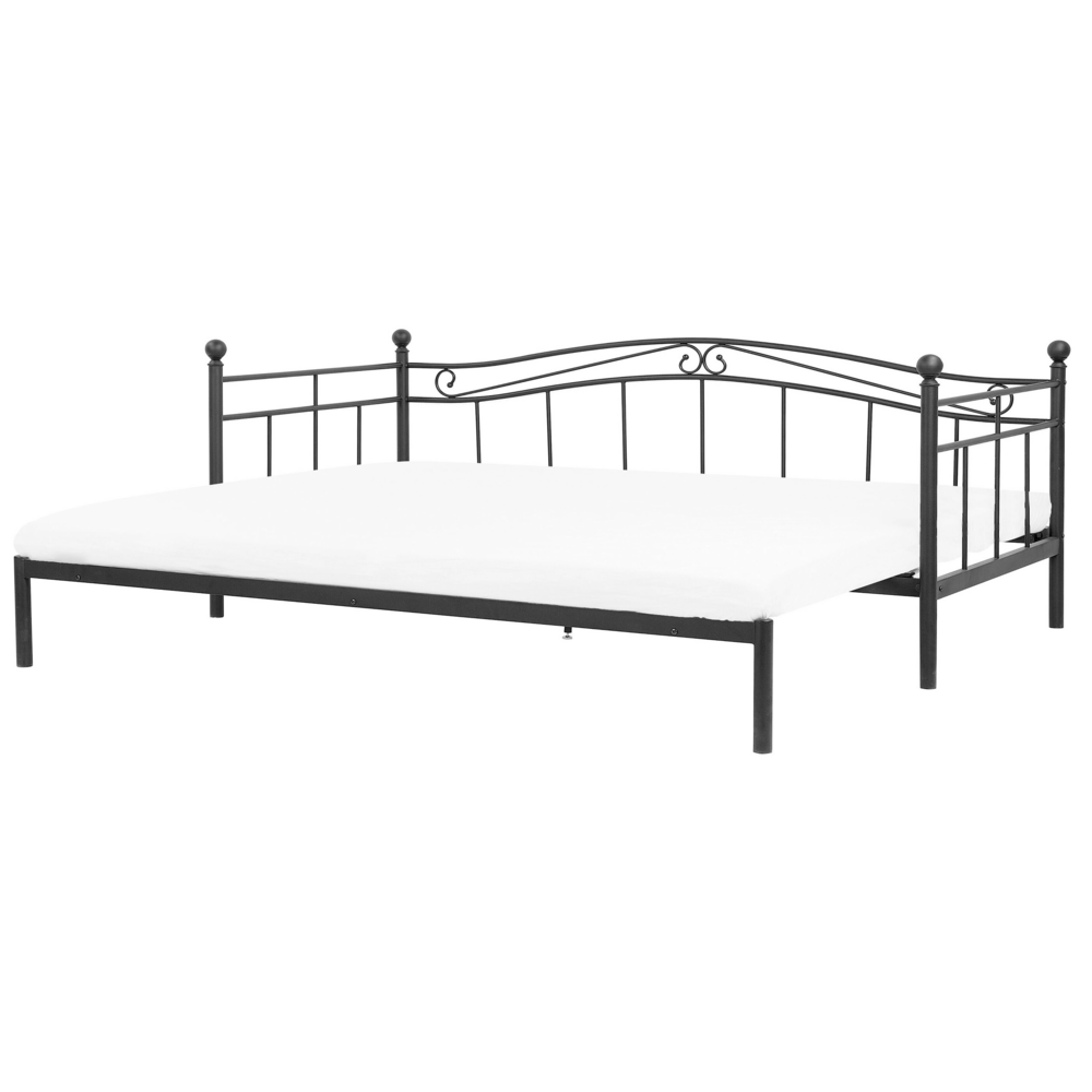 foto del prodotto dormeuse letto estraibile nero singolo da 90 x 200 a 180 x 200 cm base a doghe estraibile convertibile