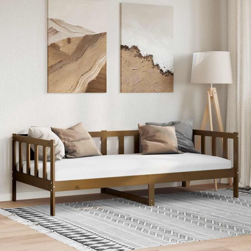 foto del prodotto dormeuse marrone ambra in legno massello di pino 90x200 cm vidaxl