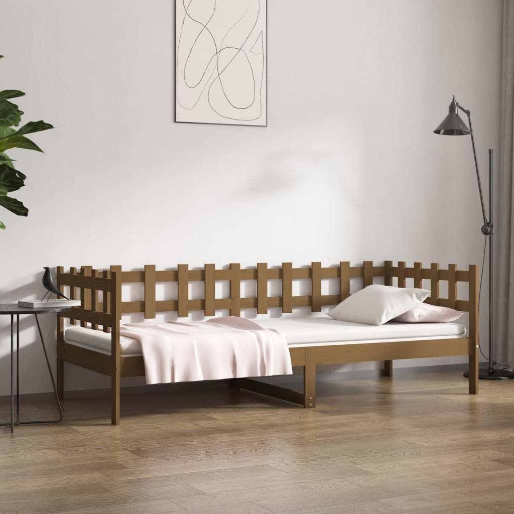 foto del prodotto dormeuse marrone miele 80x200 cm in legno massello di pino