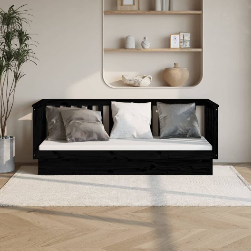 foto del prodotto dormeuse nera 75x190 cm in legno massello di pino vidaxl