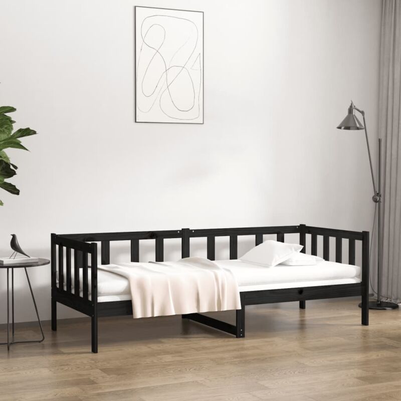 foto del prodotto dormeuse nera 90x190 cm in legno massello di pino vidaxl