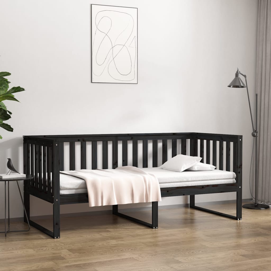 foto del prodotto dormeuse nera 90x190 cm in legno massello di pino vidaxl
