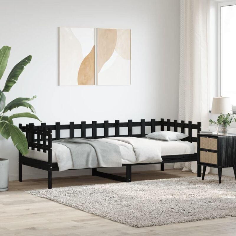 foto del prodotto dormeuse nera 90x190 cm in legno massello di pino vidaxl 914135
