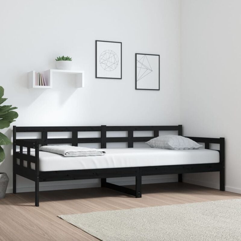 foto del prodotto dormeuse nera in legno massello di pino 80x200 cm vidaxl