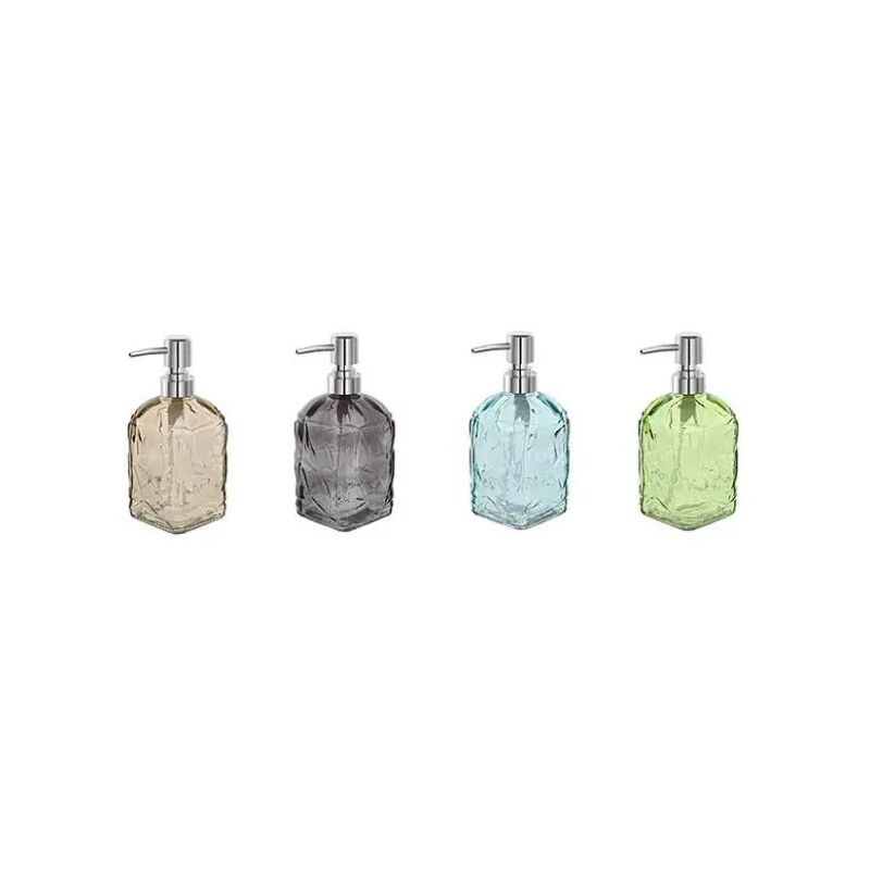 foto del prodotto dosa sapone da appoggio in vetro modello boston dim. cm lxpxh 7,5x7,5x17,8 colori assortiti feridras