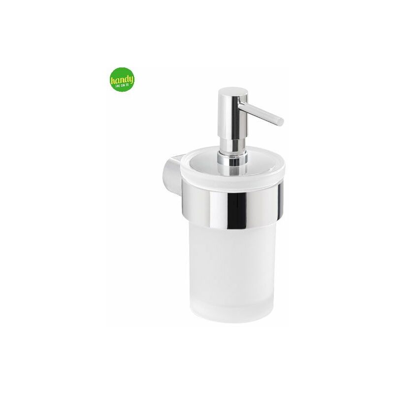foto del prodotto dosa sapone da parete in ottone cromato e vetro modello pirenei dim. cm lxpxh 6,9x9,1x15,4 cromato gedy