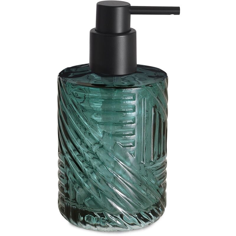 foto del prodotto dosasapone con erogatore in plastica nera d appoggio cr80 gedy serie corinne verde