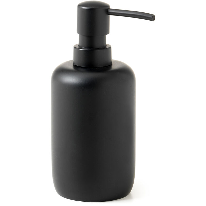 foto del prodotto dosasapone con erogatore in plastica nera d appoggio in resina br80 gedy serie brenda nero
