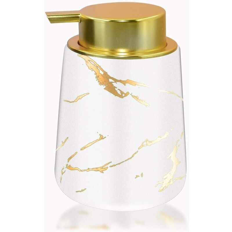 foto del prodotto dosatore sapone golden per cucina e ceramica, dispenser liquido lavamani in ceramica, 400ml. bianco 