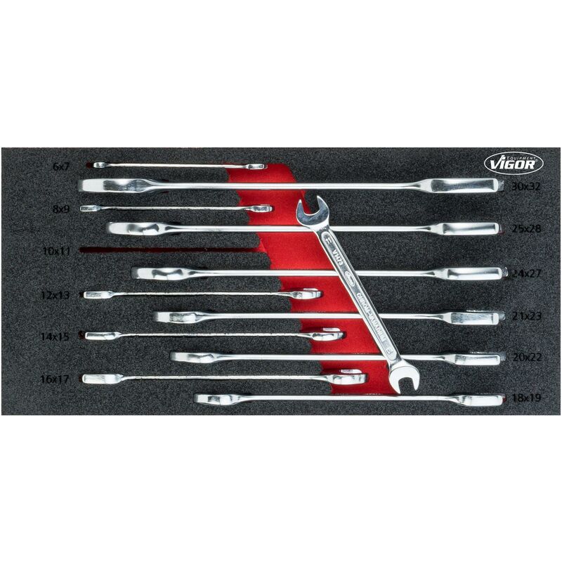 foto del prodotto double open end wrench set v6721 profilo esagonale esterno 6 x 7 30 x 32 numero utensili 12