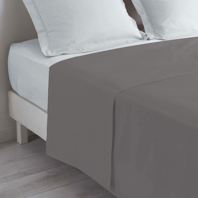 foto del prodotto douceur d int rieur 1640619, lenzuolo piatto singolo , 180 x 290 cm , lit uni , unito 57 fili , grigio