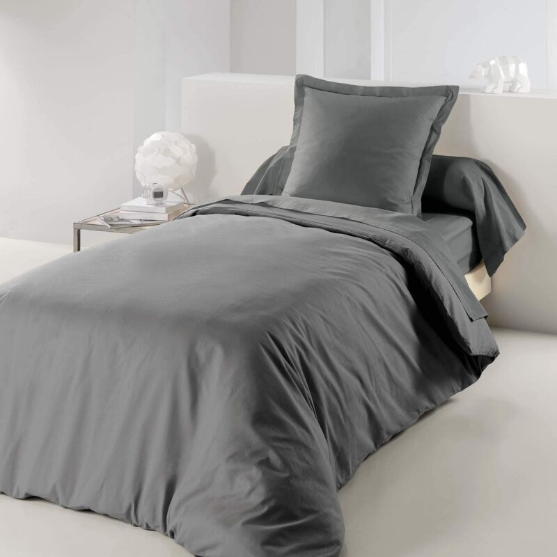 foto del prodotto douceur d int rieur 1640737, fodera per piumino 1 personna , 140 x 200 cm , lit uni , unito 57 fili , grigio