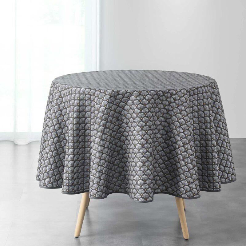 foto del prodotto douceur d int rieur artchic tovaglia rotonda diametro 180 cm antracite, poliestere stampato