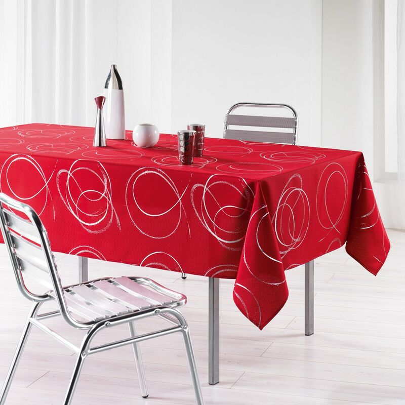 foto del prodotto douceur d int rieur bully tovaglia rettangolare, 150 x 240 cm, rosso, poliestere stampato metallizzato