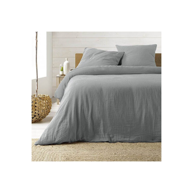 immagine 0 del prodotto douceur d int rieur completo letto matrimoniale garza di cotone 240x220 cm grigio