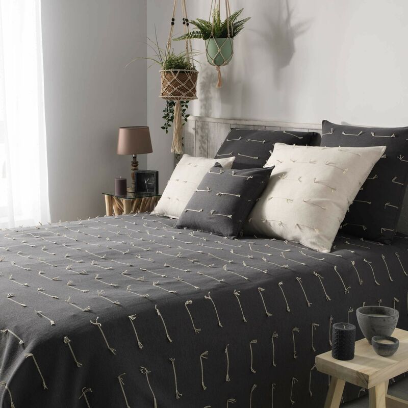 foto del prodotto douceur d int rieur coton d int rieur copriletto singolo 180x220 cm filetto antracite