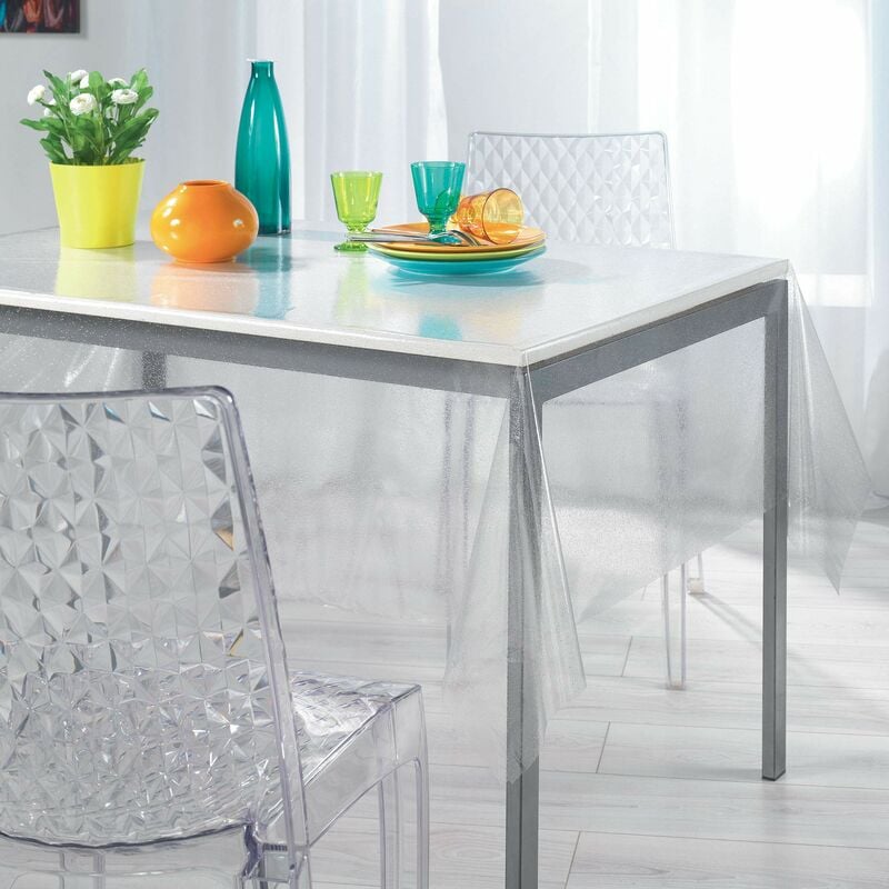 foto del prodotto douceur d int rieur decor line 1710465 tovaglia in pvc stampato con cristalli, 140 x 240 cm, colore argento