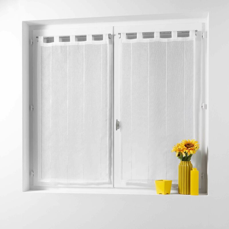 foto del prodotto douceur d int rieur linahe coppia tenda con passanti scovolini poliestere, poliestere, white, 160 x 60 cm