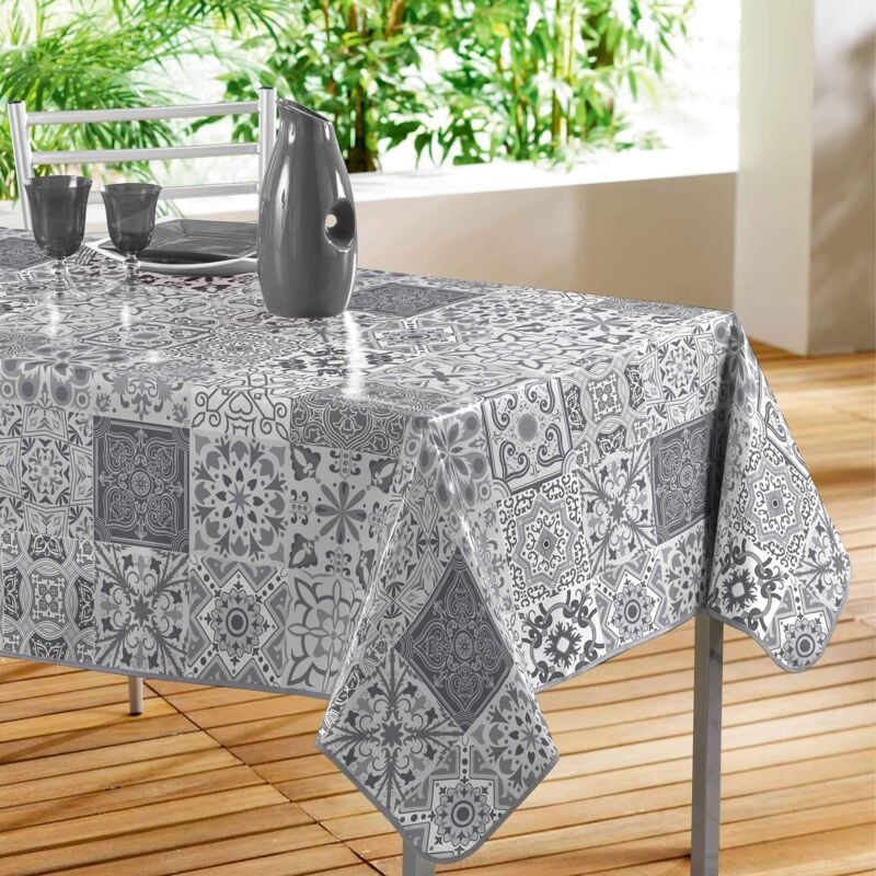 foto del prodotto douceur d int rieur persiana, tovaglia rettangolare in polivinilcloruro , pvc, grigio, 140 x 240 cm
