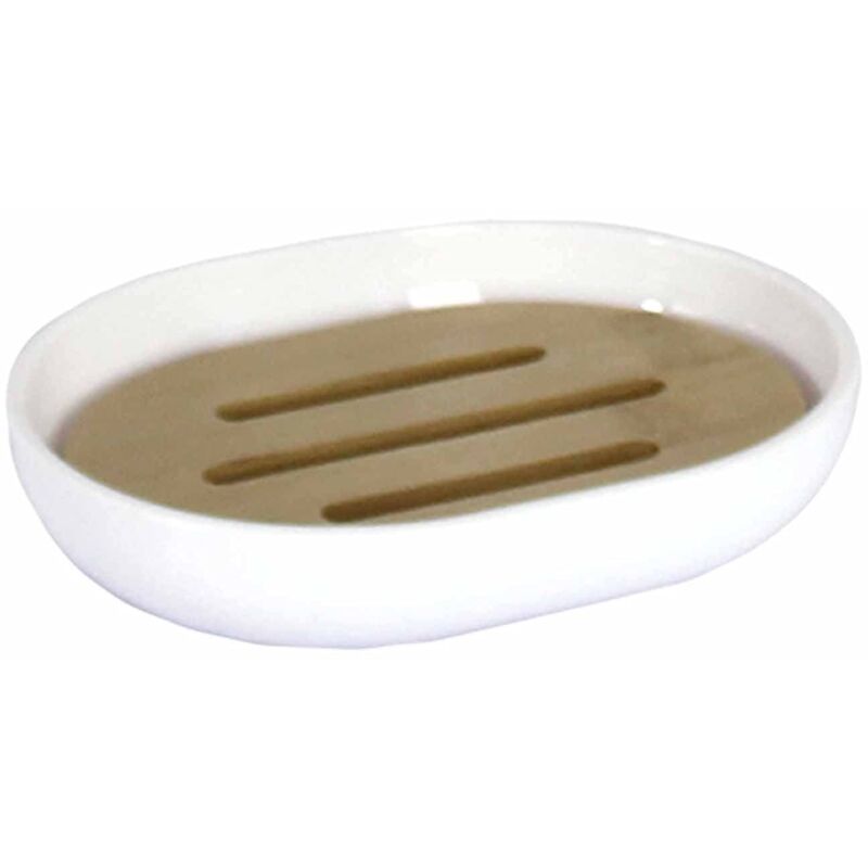 foto del prodotto douceur d int rieur portasapone, poliestere e bamb , bianco, 12,2 x 9,3 x 2,5 cm